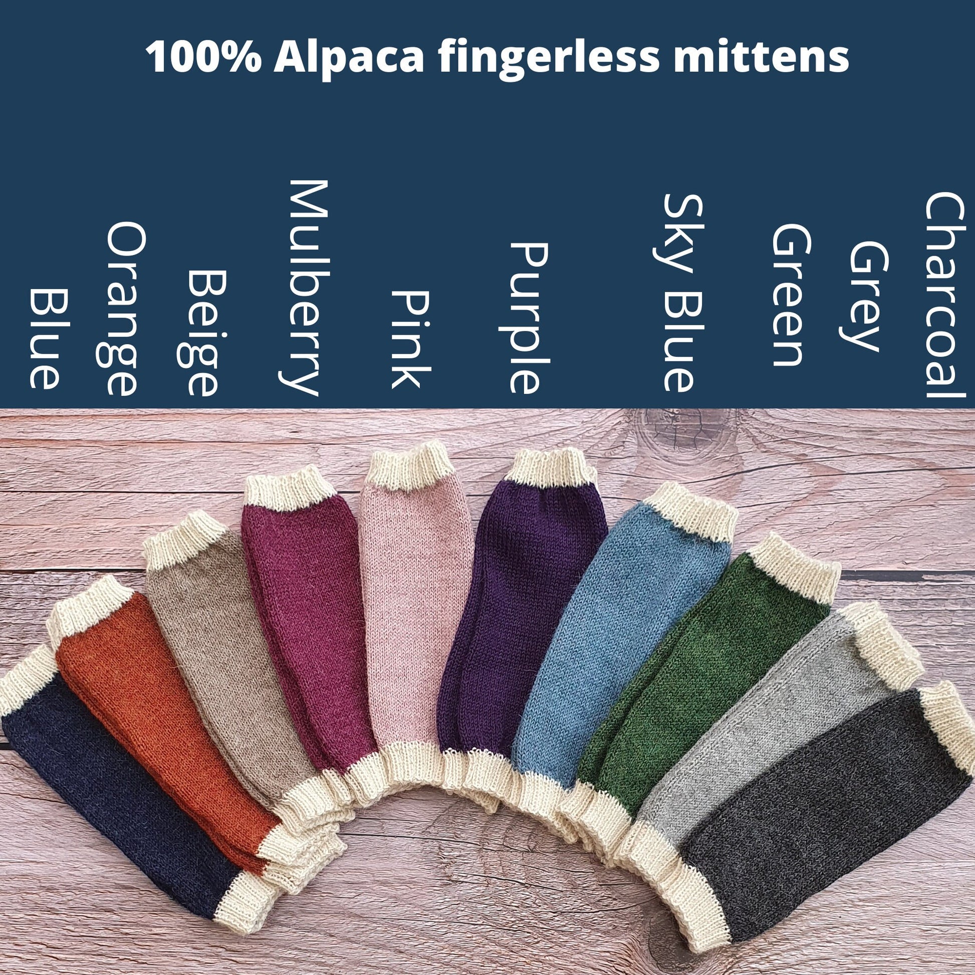 100% Alpaca Boucle Hand-knitted Fingerless Gloves Handwarmers Soft Warm  Peru - Alpaca Warehouse