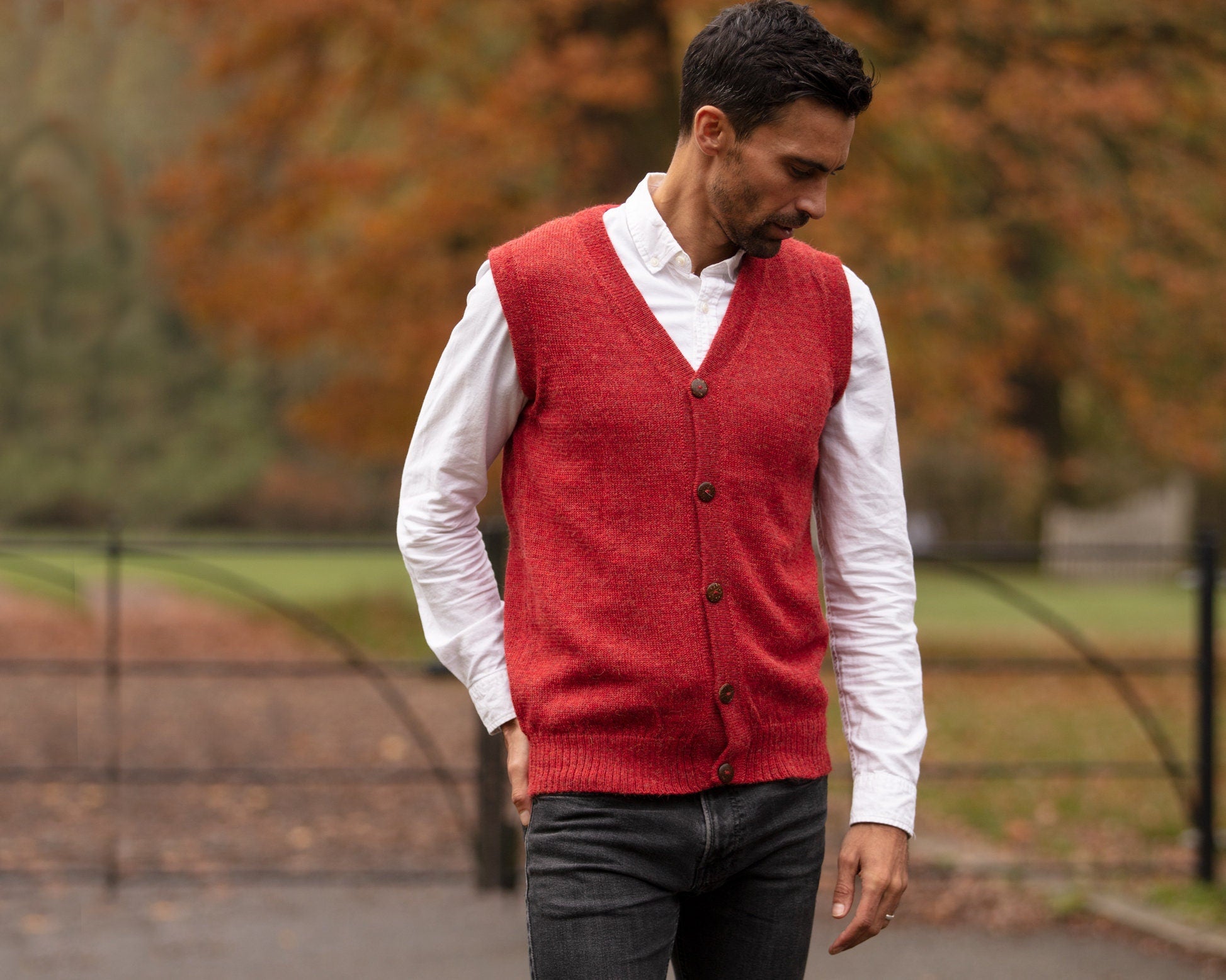 Mens sleeveless 2025 wool vest