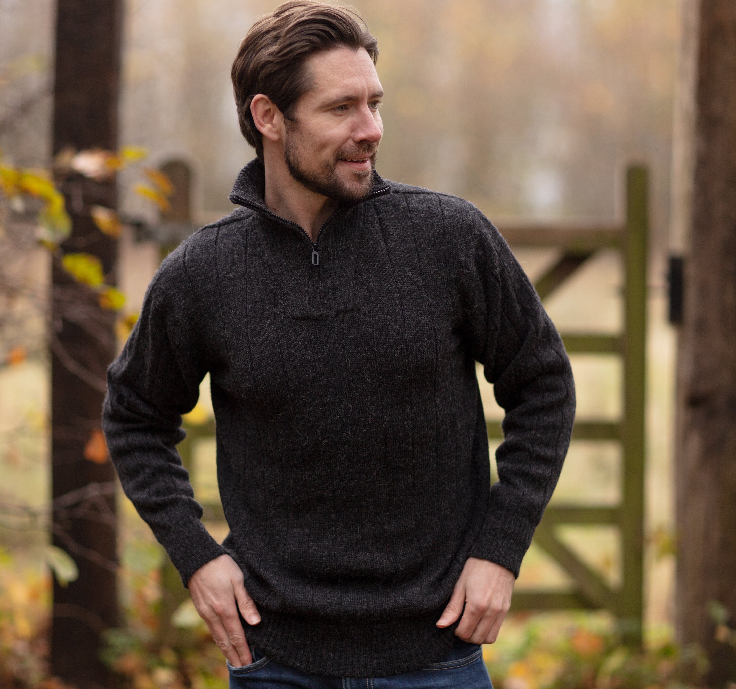 Mens half zip hot sale wool jumper